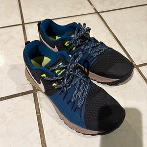Nike Men's Air Zoom Wildhorse 4 Trail Shoes. Blue and Black. Gently worn. Size 9